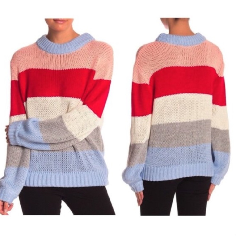 Elodie Chunky Striped Cable Knit Sweater Size Small